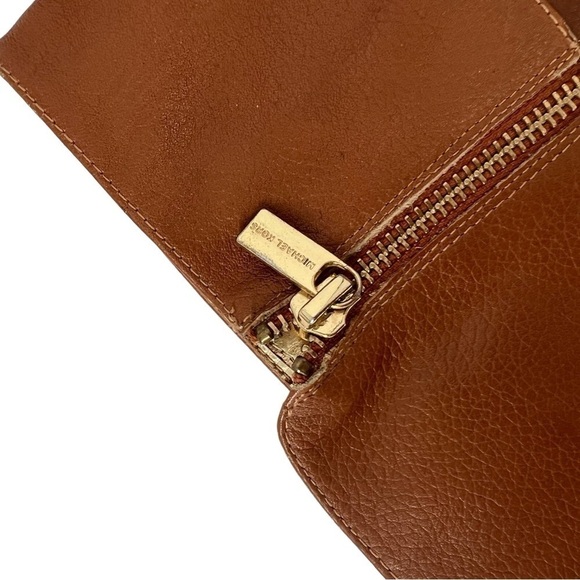 Michael Kors Tan Leather Riding Boots Knee High Zip Low Heel Size 10M Almond Toe - Picture 8 of 12